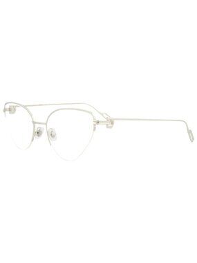 New Cartier Women's Eyeglasses Cat Eye Metal Frame Silver Silver Transparent
